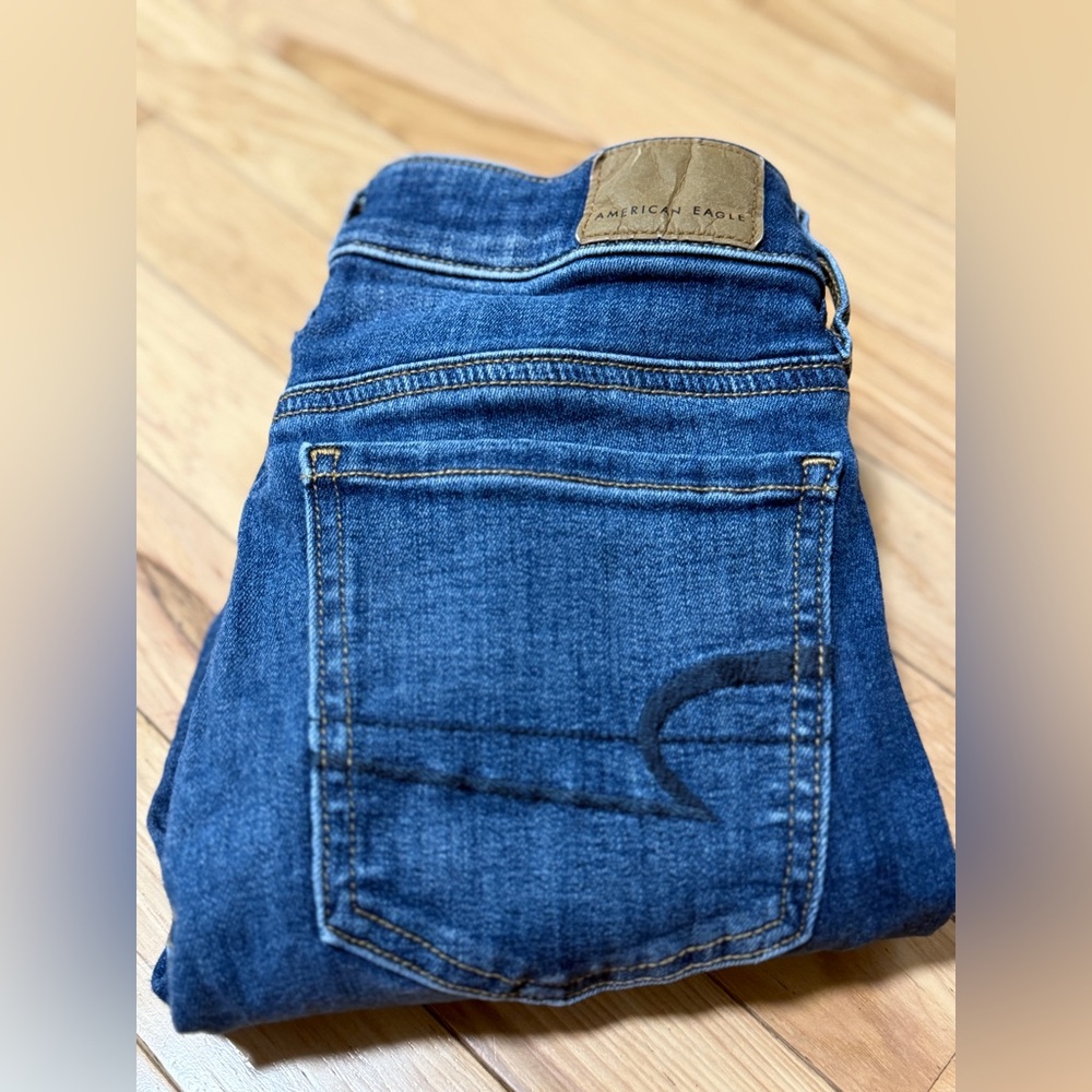 American Eagle Outfitters Dark Blue Distressed Skinny Jeans - Picture 11 of 12